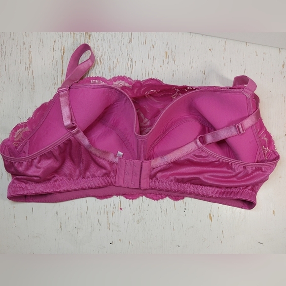 Amoureuse Bra Size 44C Pink Floral Lace Semi Sheer Wireless Back Closure Cami - Picture 4 of 12